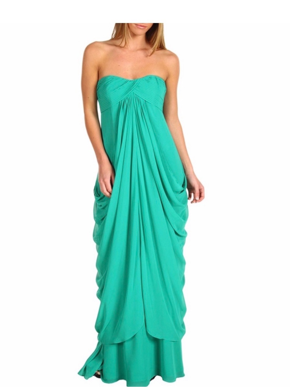 Laundry By Shelli Segal Strapless Turquoise Maxi Gown